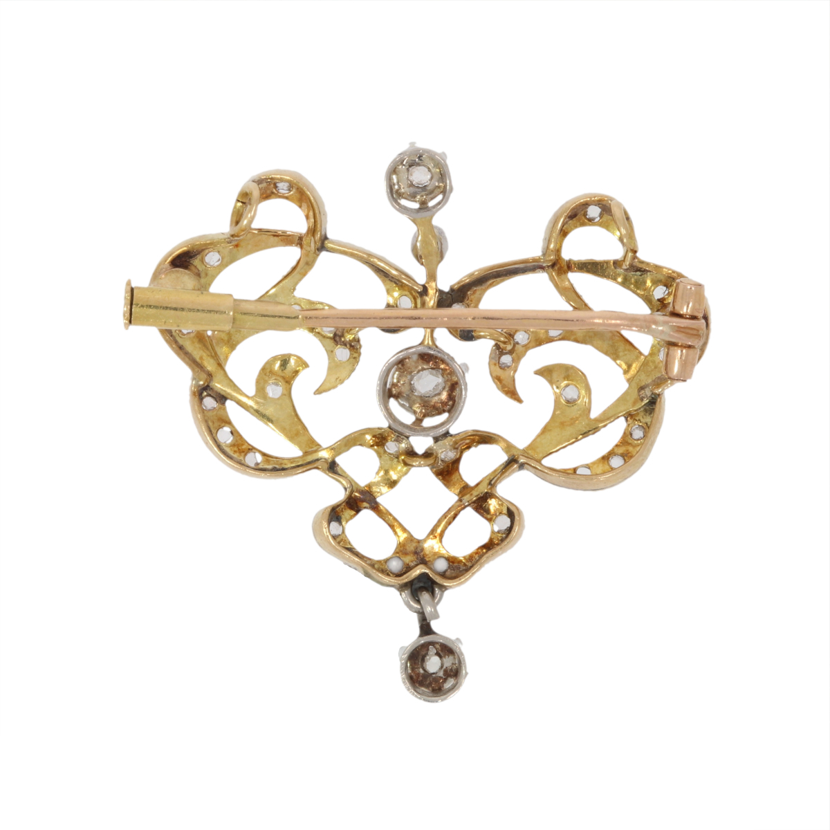 Art Nouveau brooch camouflaged with diamond rosettes 0