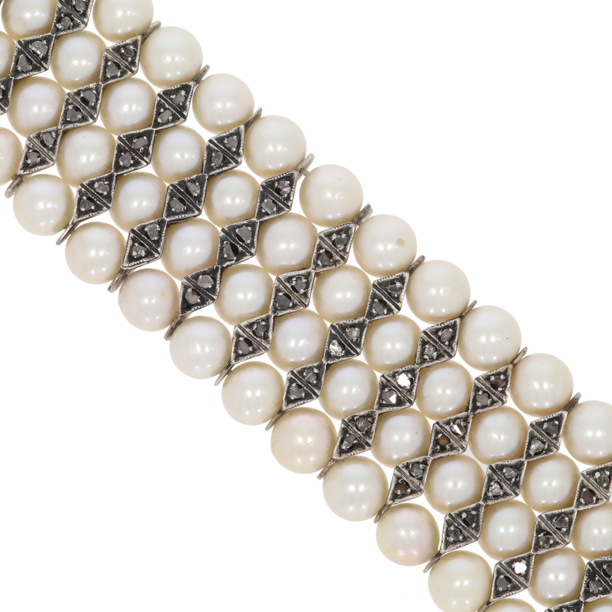 Bransoleta z perłami i diamentami 1