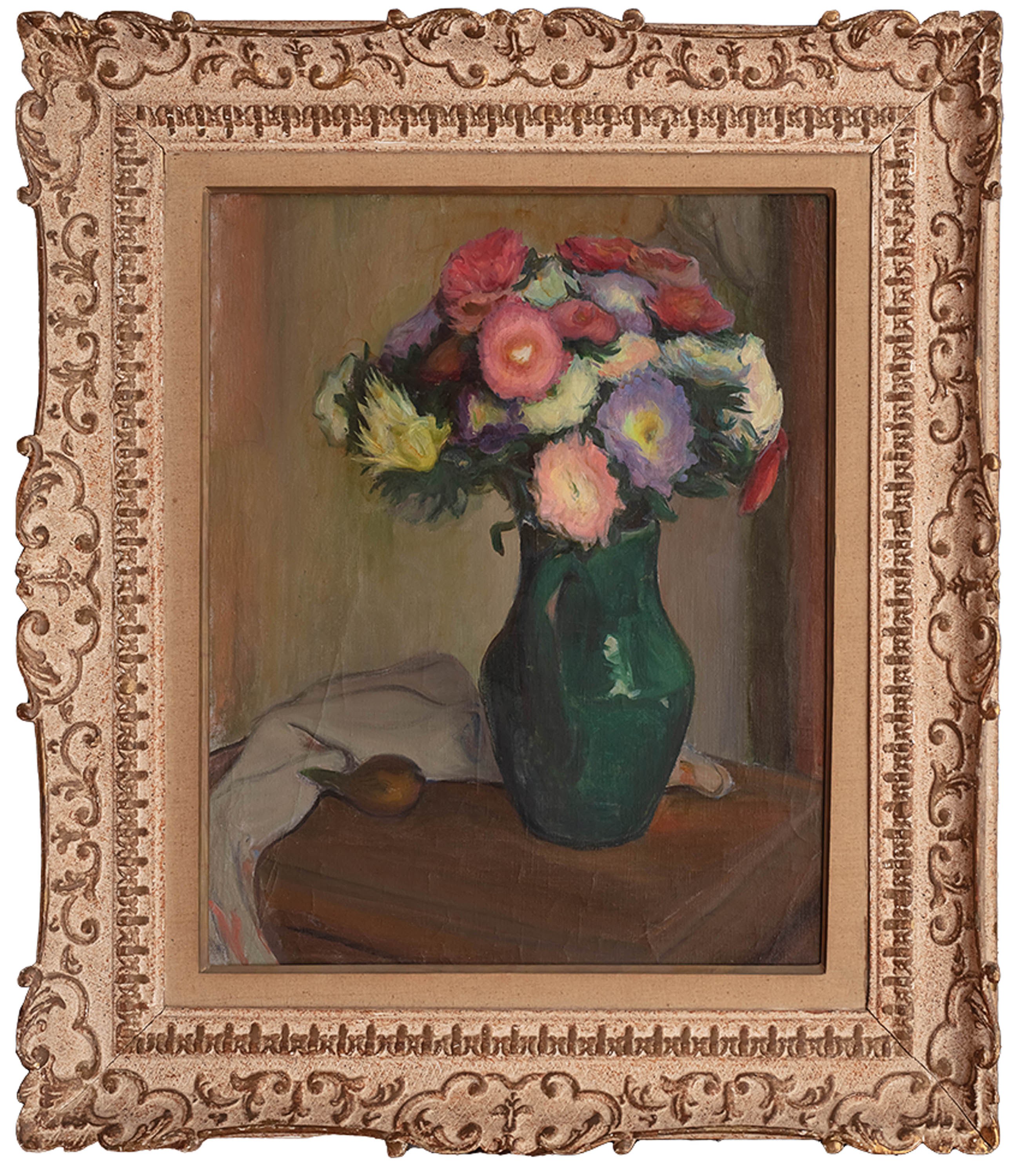 Flowers in a vase with green glaze ("Fleurs au pot vert") 0