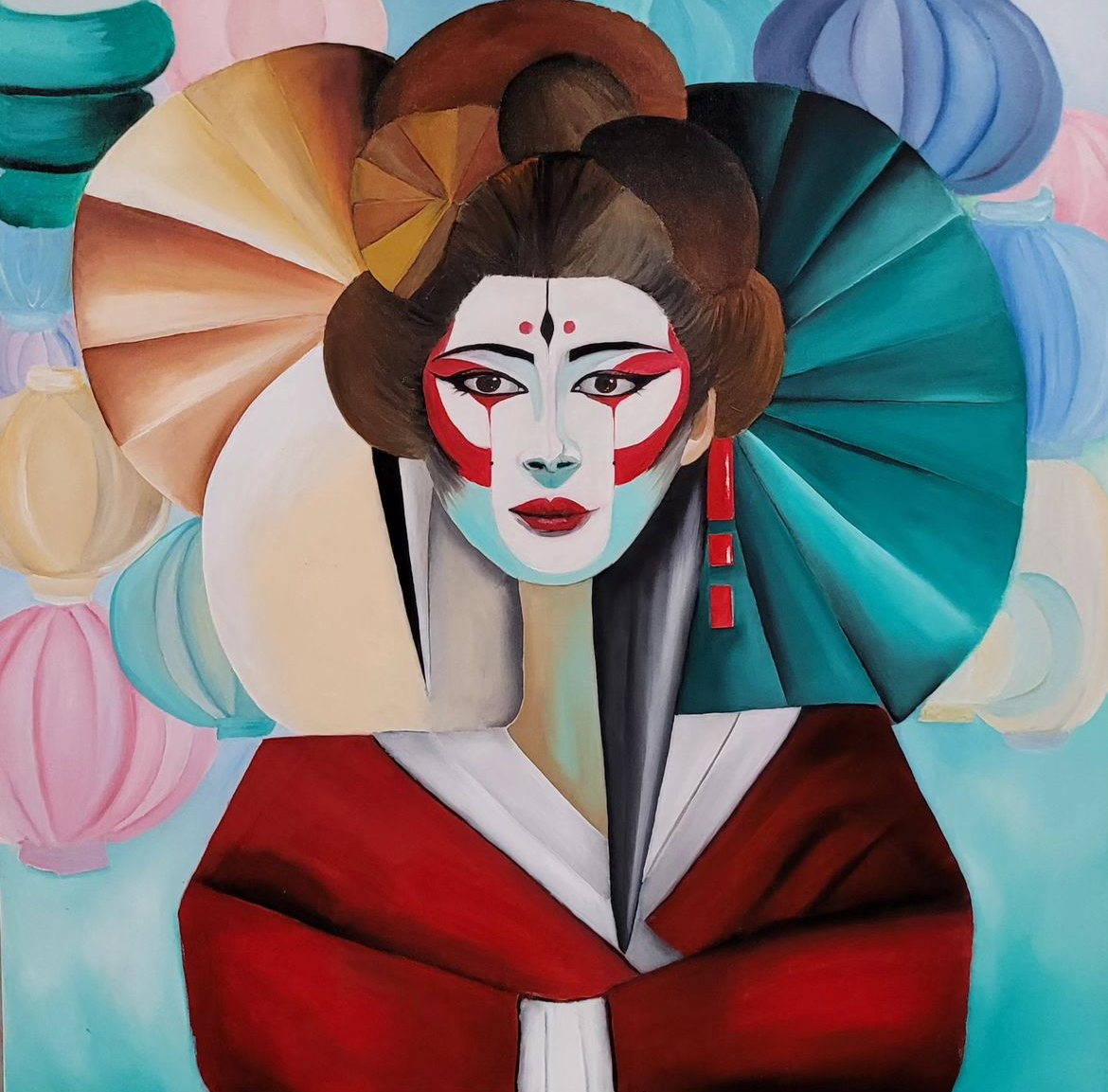 'Japanese Woman in a Red Kimono'