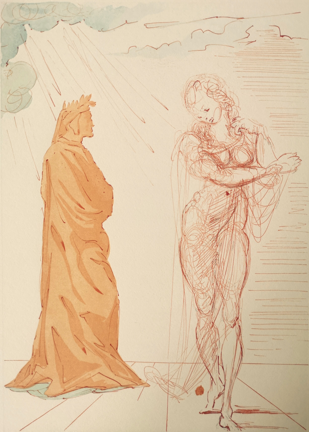 Ilustracja do ”Boskiej Komedii” Dantego – Wergiliusz pociesza Dantego (Piekło: Pieśń 2)