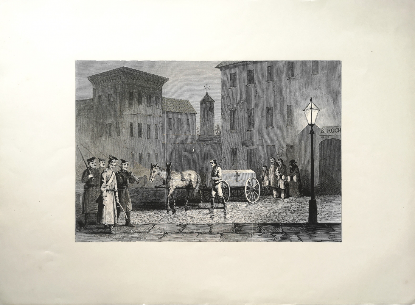 Street scene in Warsaw after the massacre on Castle Square on 8 April 1861