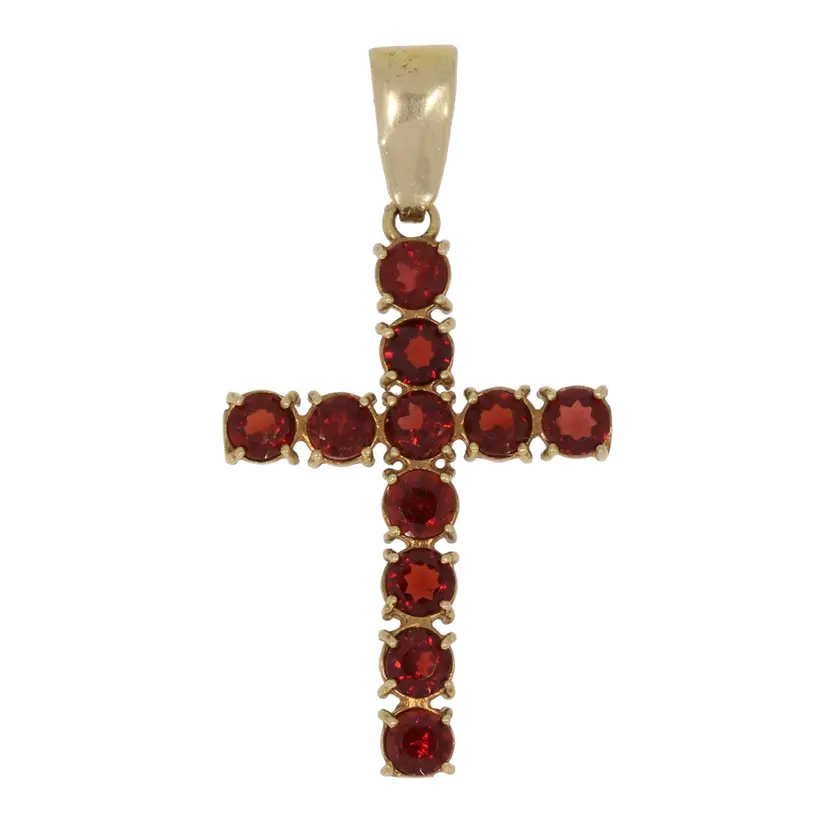 Cross pendant with garnets