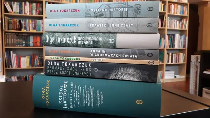 A set of Nobel Laureate Olga Tokarczuk's prose with her autographs